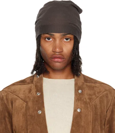 Rick Owens Gray Concordians Medium Beanie In Brown