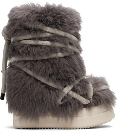 Rick Owens Gray Concordians Mega Bumper Lunar Boots In Animal Print