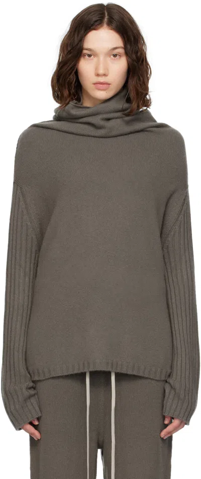 Rick Owens Gray Concordians Rasato Cashmere Knit Turtleneck