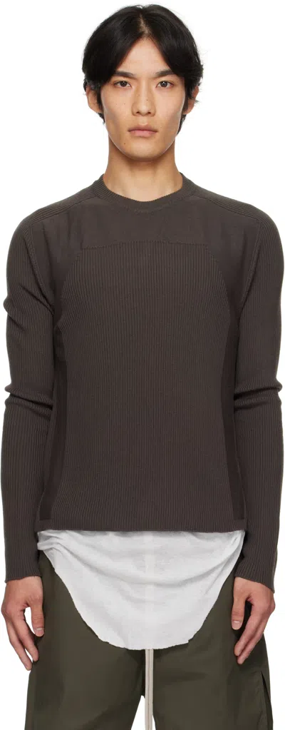 Rick Owens Gray Concordians Ribbed Geo Sweater In Brown