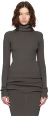 Rick Owens Gray Concordians Ribbed Knit Tube Turtleneck