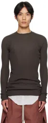Rick Owens Gray Concordians Ribbed Round Neck Sweater In Brown