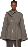 Rick Owens Gray Concordians Runway Scarf Flight Coat In Gray