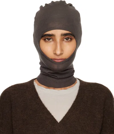 Rick Owens Gray Concordians Skull Balaclava In Brown