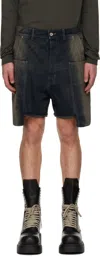 Rick Owens Gray Concordians Stefan Denim Cargo Shorts In Blue