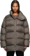Rick Owens Gray Concordians Turtle Down Coat In Brown