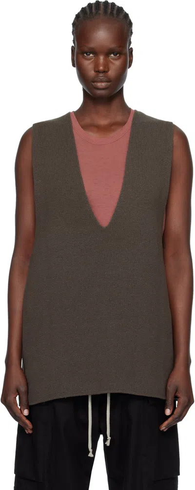 Rick Owens Gray Concordians V Tank Top In Brown