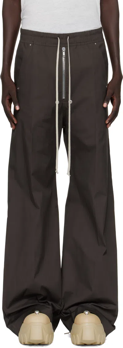 Rick Owens Gray Concordians Wide Bela Trousers In Brown