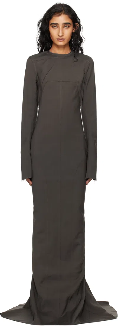 Rick Owens Gray Concordians Wool Mallot Maxi Dress In Brown