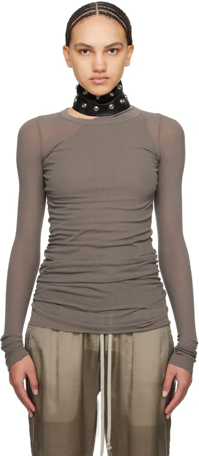 Rick Owens Gray Crewneck Long Sleeve T-shirt In 34 Dust