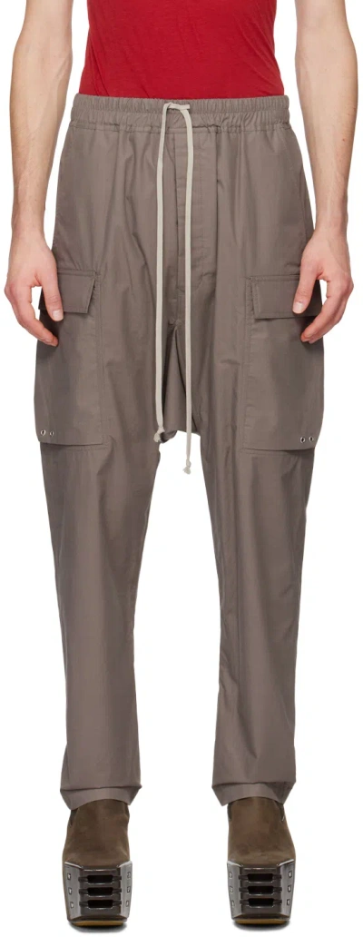 Rick Owens Gray Drawstring Cargo Pants In 34 Dust