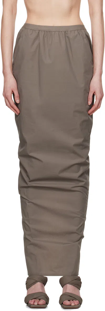 Rick Owens Gray Hollwood Soft Pillar Maxi Skirt In 34 Dust