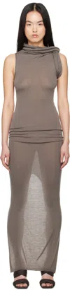 Rick Owens Gray Hollywood Banded T Maxi Dress In 34 Dust