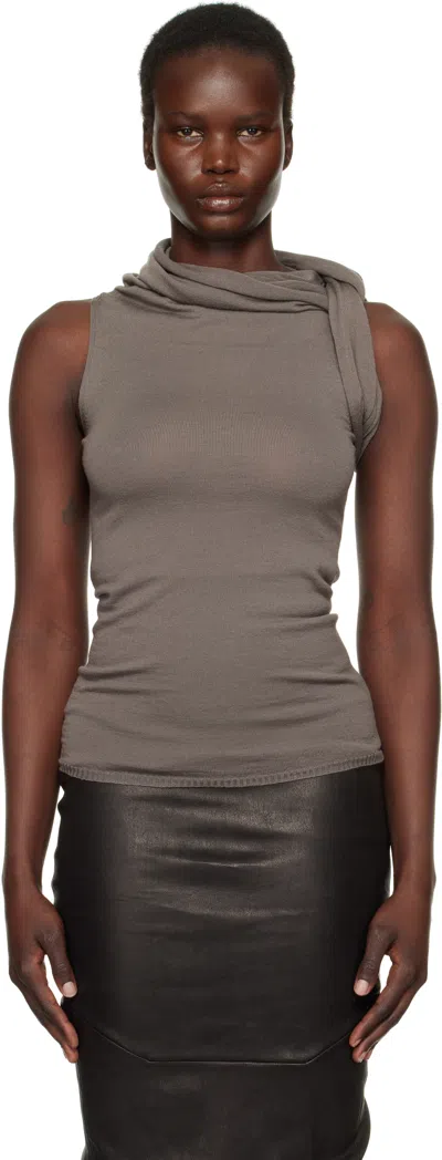 Rick Owens Gray Hollywood Banded Tank Top In 34 Dust