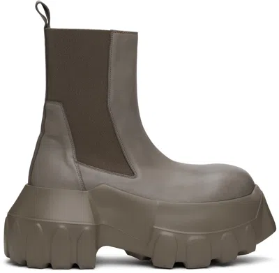 Rick Owens Gray Hollywood Beatle Mega Tractor Boots In 3434 Dust/dust