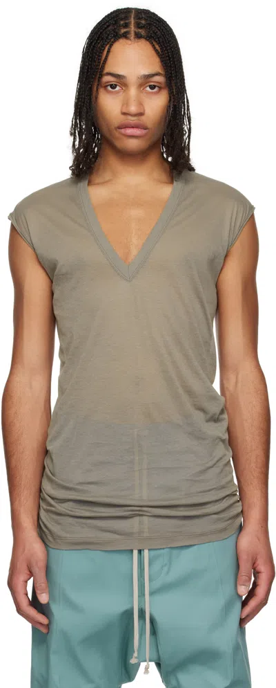 Rick Owens Gray Hollywood Deep V Sl T-shirt In 34 Dust