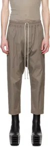 Rick Owens Gray Hollywood Drawstring Cropped Trousers In 34 Dust