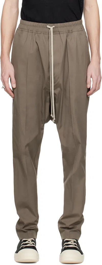 Rick Owens Gray Hollywood Drawstring Long Trousers In 34 Dust