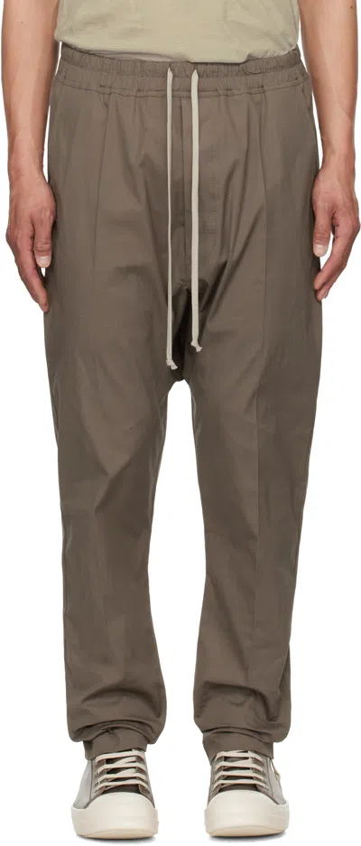 Rick Owens Gray Hollywood Drawstring Long Trousers In 34 Dust