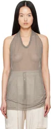Rick Owens Gray Hollywood Halter Tank Top In 34 Dust