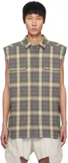 Rick Owens Gray Hollywood Jumbo Sl Outer Shirt In 158p Grey Plaid
