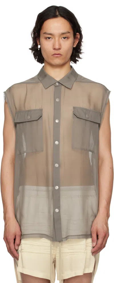 Rick Owens Gray Hollywood Jumbo Sl Shirt In 34 Dust