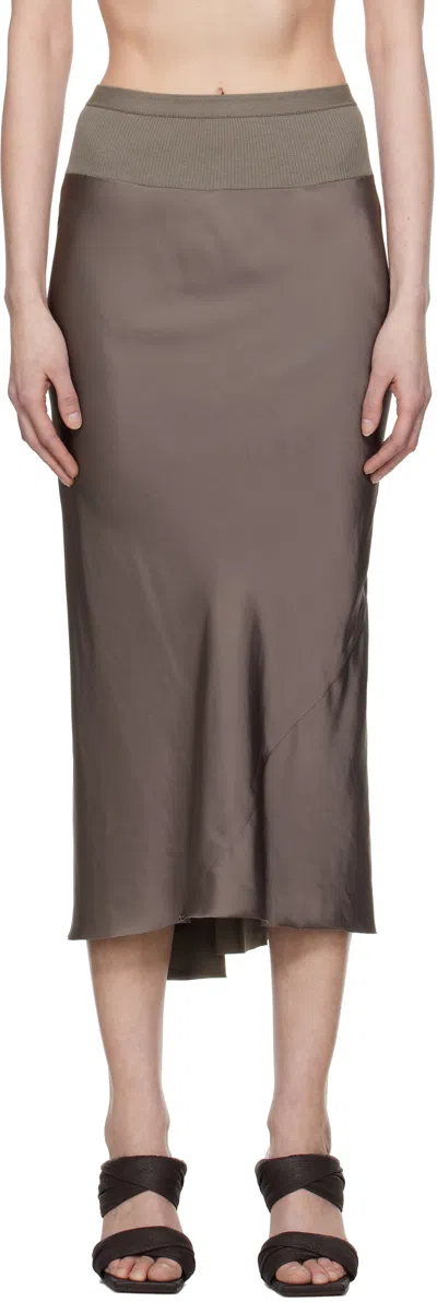 Rick Owens Gray Hollywood Knee Bias Midi Skirt In 34 Dust