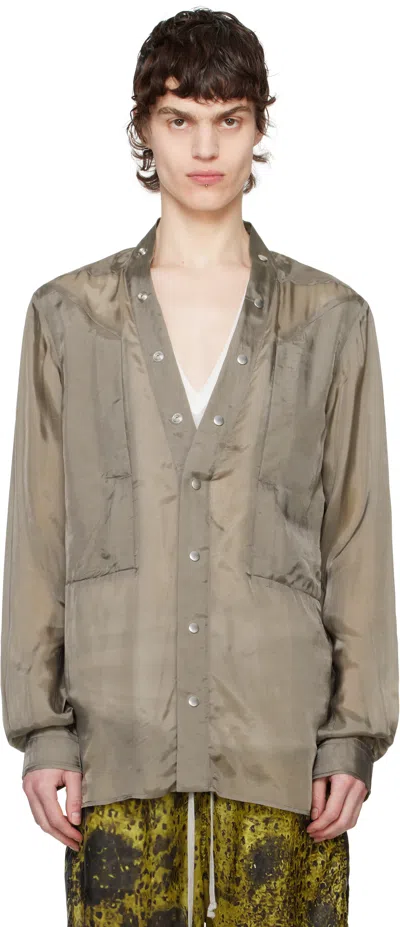 Rick Owens Gray Hollywood Larry Fogpocket Shirt In 34 Dust
