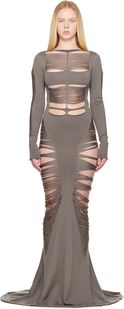 Rick Owens Gray Hollywood Luna Maxi Dress In Sand