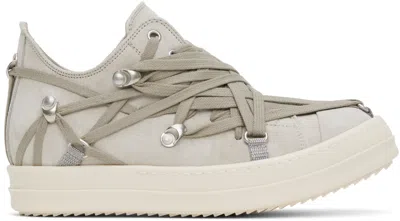 RICK OWENS GRAY HOLLYWOOD MEGALACE LOW SNEAKS SNEAKERS