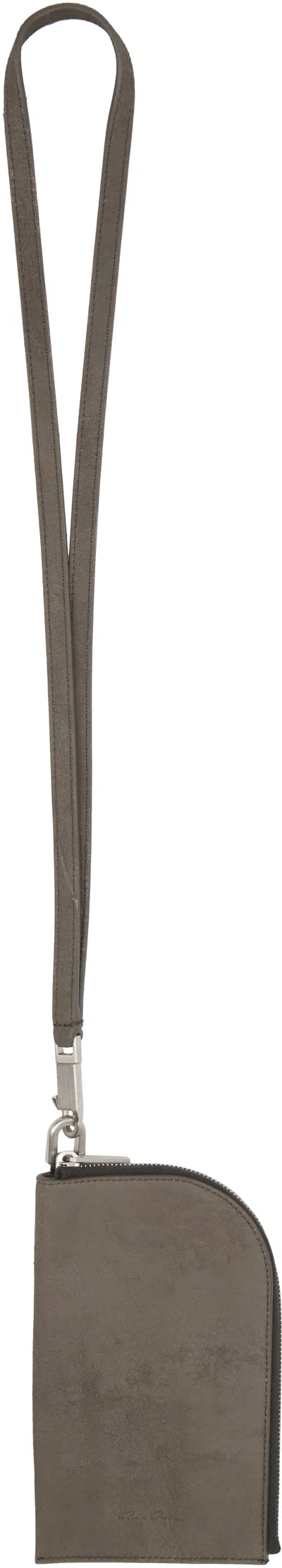 Rick Owens Gray Hollywood Neckwallet In 34 Dust