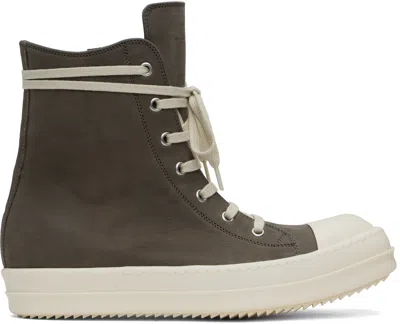RICK OWENS GRAY HOLLYWOOD NUBUCK SNEAKERS