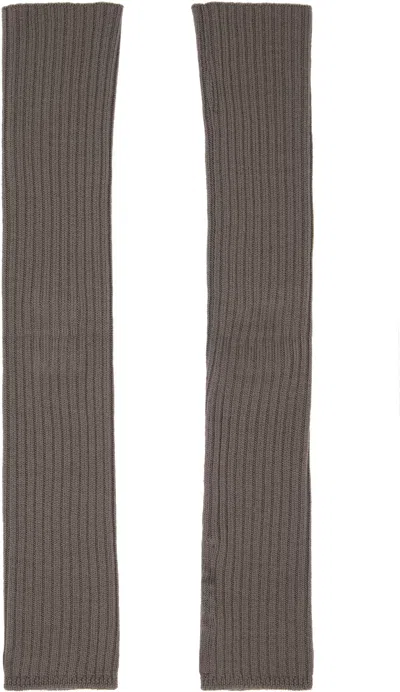 Rick Owens Gray Hollywood Rasato Knit Arm Warmers In 34 Dust