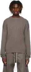 Rick Owens Gray Hollywood Round Neck Sweater In 34 Dust