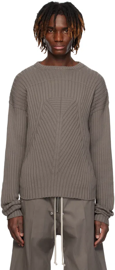 Rick Owens Gray Hollywood Round Neck Sweater In 34 Dust