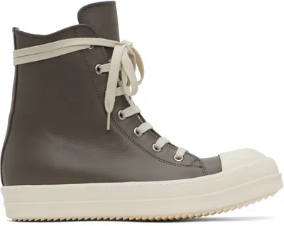 Rick Owens Grey Hollywood Trainers In 3411 Dust/milk/milk