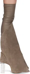 Rick Owens Gray Hollywood Taco Kiss Tall Boots
