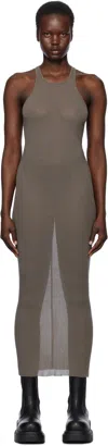 Rick Owens Gray Hollywood Tank Midi Dress In 34 Dust