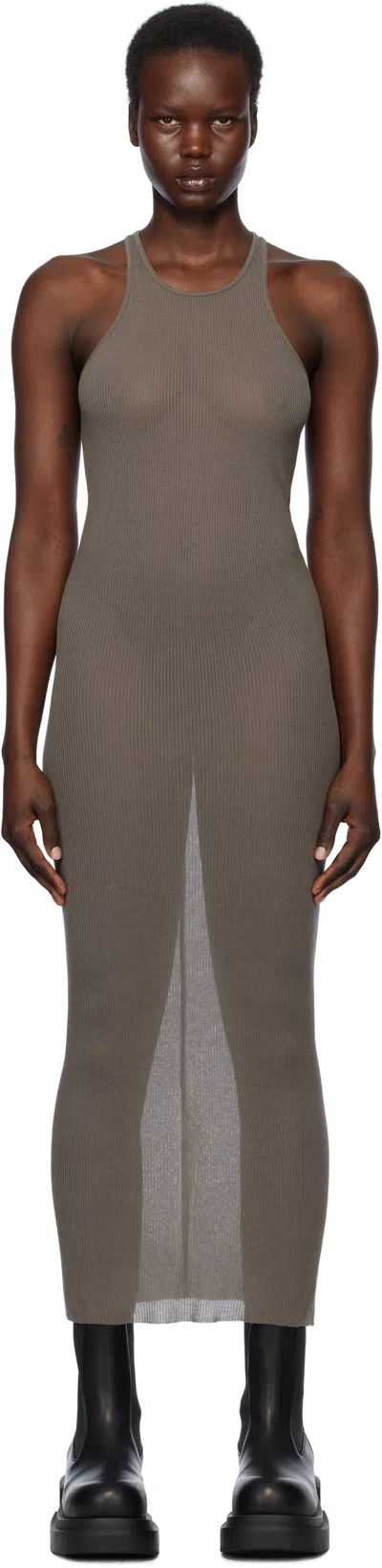 Rick Owens Gray Hollywood Tank Midi Dress In 34 Dust