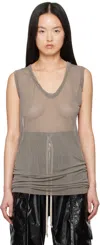 Rick Owens Gray Hollywood V Neck Sl Tank Top In 34 Dust