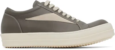 Rick Owens Gray Hollywood Vintage Sneakers In 3411 Dust/milk/milk