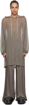 Rick Owens Gray Hollywood Viscose Crepe Jersey Hoodie In 34 Dust