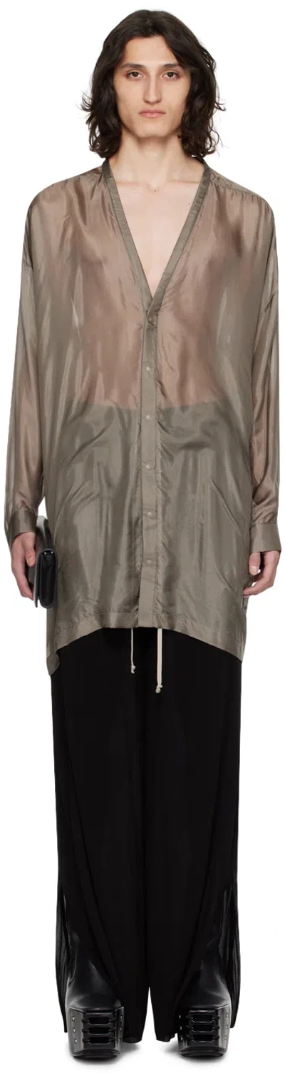 Rick Owens Gray V-neck T-shirt In 34 Dust