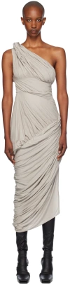 Rick Owens Gray Lido Draped Midi Dress In 08 Pearl