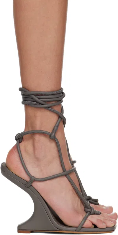 Rick Owens Gray Porterville Cantilever 11 Penta Heeled Sandals In 34 Dust