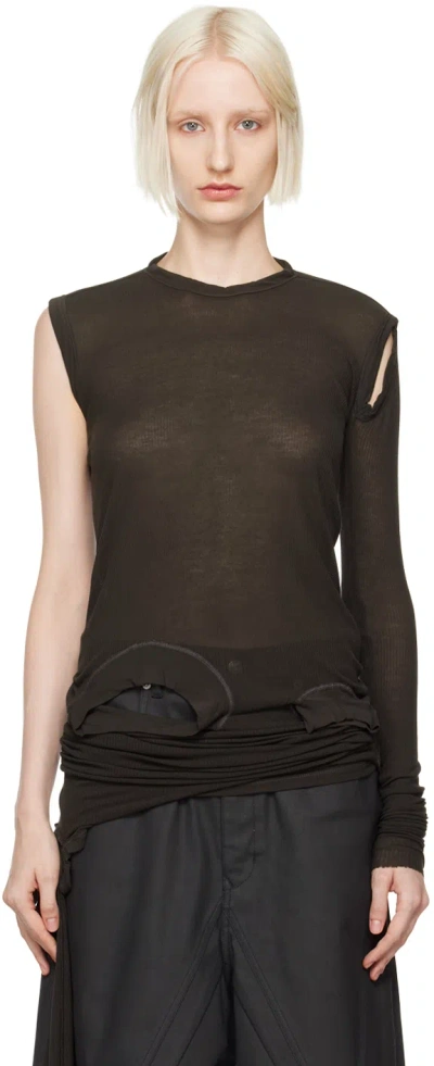 Rick Owens Gray Porterville Cropped Banana Long Sleeve T-shirt In 78 Drkdust
