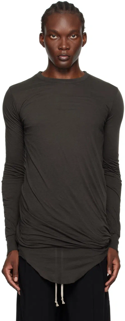 Rick Owens Gray Porterville Double Long Sleeve T-shirt In 78 Drkdust