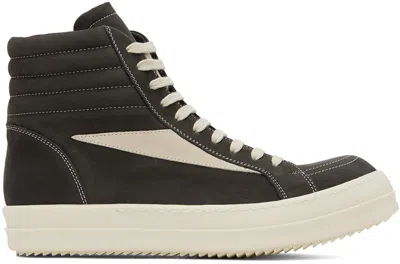 Rick Owens Gray Porterville High Vintage Sneakers In 7811 Dark Dust/milk/