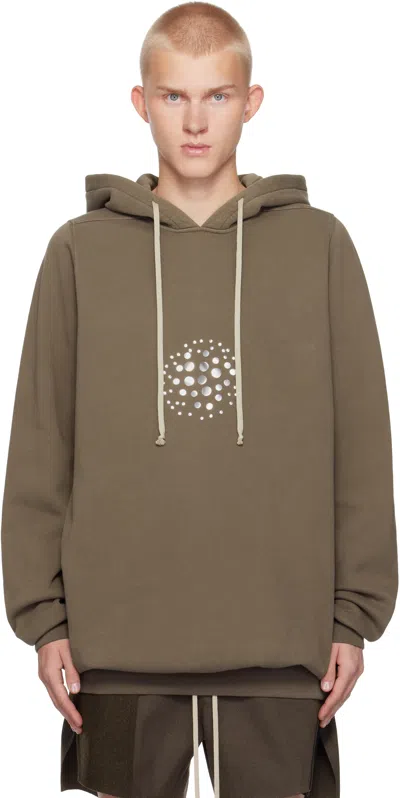 Rick Owens Grey Porterville Orb Studs Hoodie In 34 Dust