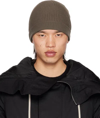 Rick Owens Gray Porterville Ribbed Beanie In 34 Dust